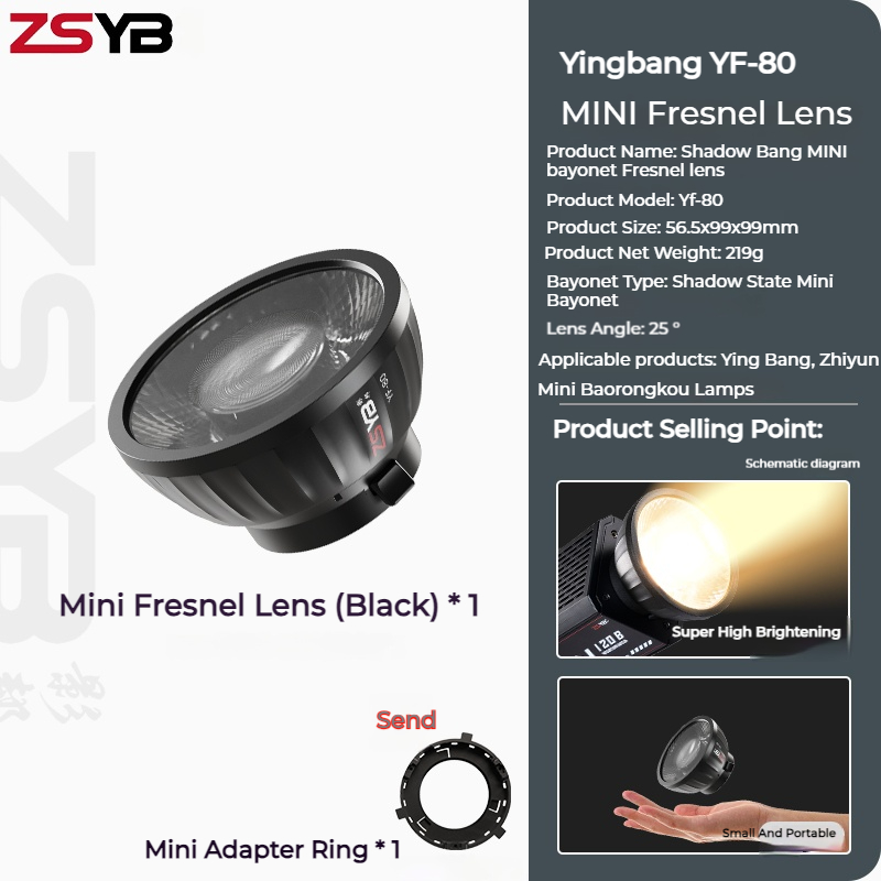 Lente Fresnel ZSYB YF-80 com E - Fresnel Lens Attachment avaliação e preço